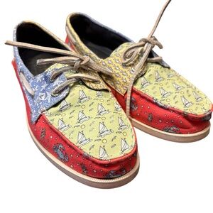 Sperry Vineyard Vines Nautical Crabs Starfish Sailboat Top Sider Boat Shoes Sz 7